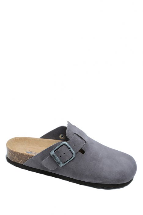 K13789SD Kifidis Soft Step Kadın Süet Deri Sabo Mantar Terlik 36-41 Gri/Grey