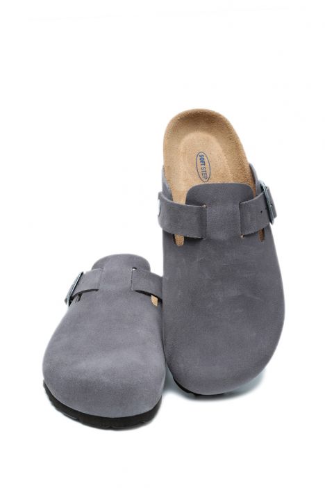 K13789SD Kifidis Soft Step Kadın Süet Deri Sabo Mantar Terlik 36-41 Gri/Grey