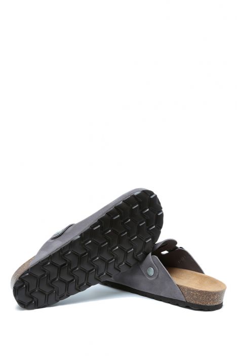 K13789SD Kifidis Soft Step Kadın Süet Deri Sabo Mantar Terlik 36-41 Gri/Grey