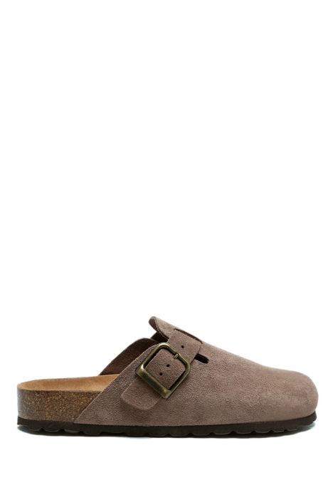 K13789SD Kifidis Soft Step Kadın Süet Deri Sabo Mantar Terlik 36-41 Vizon/Tortora 842-008