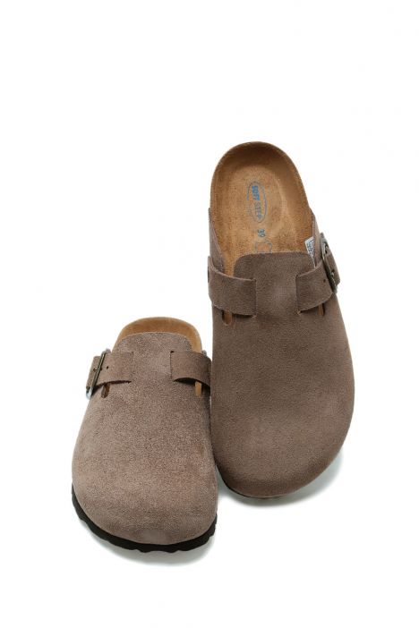 K13789SD Kifidis Soft Step Kadın Süet Deri Sabo Mantar Terlik 36-41 Vizon/Tortora 842-008