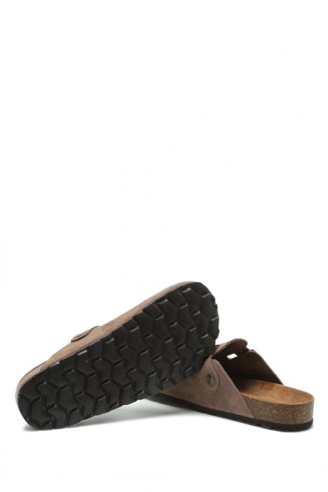 K13789SD Kifidis Soft Step Kadın Süet Deri Sabo Mantar Terlik 36-41 Vizon/Tortora 842-008