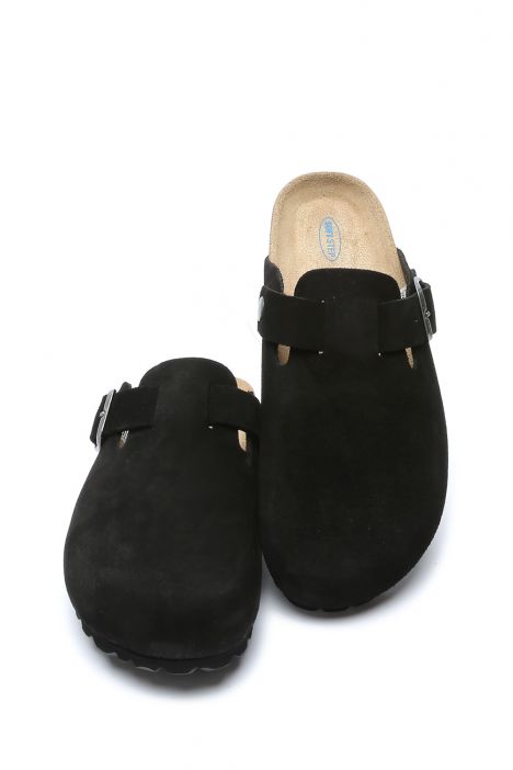 K13789SD Kifidis Soft Step Kadın Süet Deri Sabo Mantar Terlik 36-41 Siyah/Black