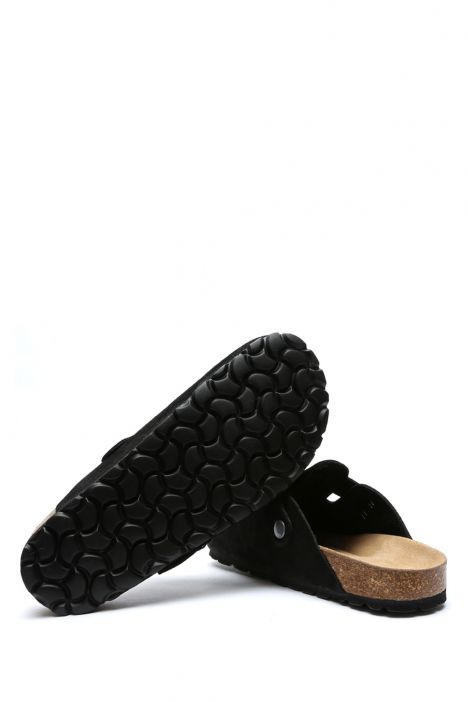 K13789SD Kifidis Soft Step Kadın Süet Deri Sabo Mantar Terlik 36-41 Siyah/Black