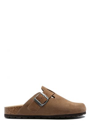 K13789SD Kifidis Soft Step Kadın Süet Deri Sabo Mantar Terlik 36-41 Bej/Taupe