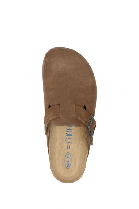 K13789SD Kifidis Soft Step Kadın Süet Deri Sabo Mantar Terlik 36-41 Bej/Taupe