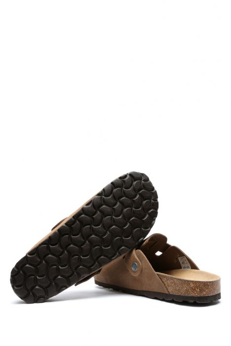 K13789SD Kifidis Soft Step Kadın Süet Deri Sabo Mantar Terlik 36-41 Bej/Taupe