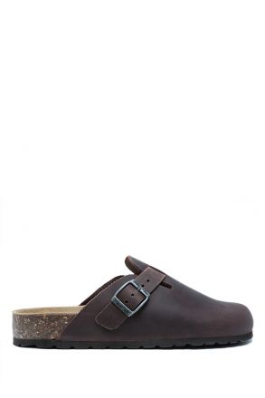 K13808DE Kifidis Soft Step Erkek Deri Sabo Mantar Terlik 40-46 Kahve/Dk. Brown