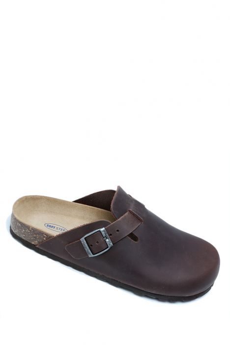 K13808DE Kifidis Soft Step Erkek Deri Sabo Mantar Terlik 40-46 Kahve/Dk. Brown