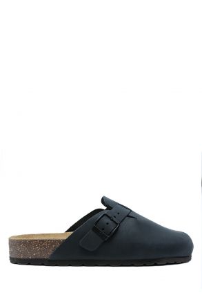 K13808DE Kifidis Soft Step Erkek Deri Sabo Mantar Terlik 40-46 Siyah/Black
