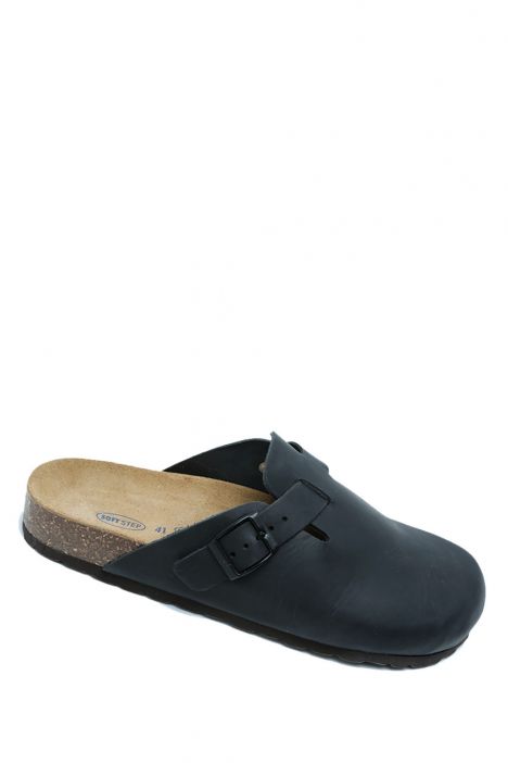 K13808DE Kifidis Soft Step Erkek Deri Sabo Mantar Terlik 40-46 Siyah/Black