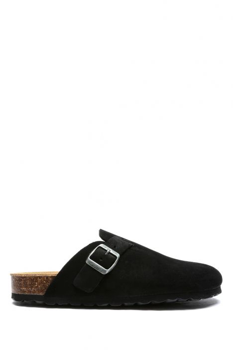 K13808SE Kifidis Soft Step Erkek Deri Sabo Mantar Terlik 41-46 Siyah Süet/Black Suede