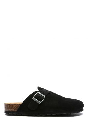 K13808SE Kifidis Soft Step Erkek Deri Sabo Mantar Terlik 41-46 Siyah Süet/Black Suede