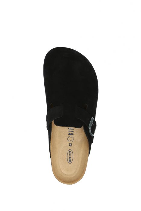 K13808SE Kifidis Soft Step Erkek Deri Sabo Mantar Terlik 41-46 Siyah Süet/Black Suede