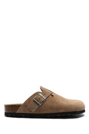 K13808SE Kifidis Soft Step Erkek Deri Sabo Mantar Terlik 41-46 Antrasit Süet/Dark Grey Suede