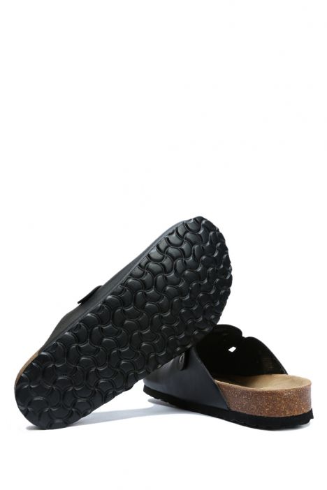 K13808SE Kifidis Soft Step Erkek Deri Sabo Mantar Terlik 41-46 Siyah/Nero