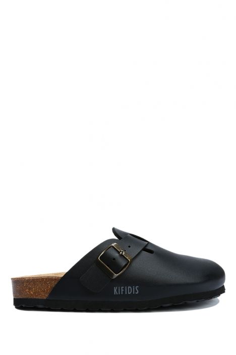 K13808SE Kifidis Soft Step Erkek Deri Sabo Mantar Terlik 41-46 Siyah/Nero