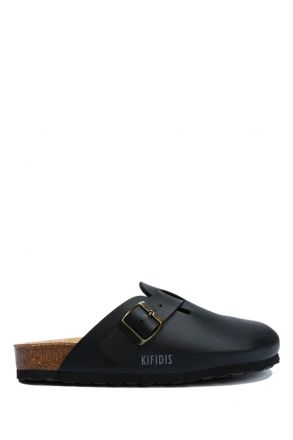 K13808SE Kifidis Soft Step Erkek Deri Sabo Mantar Terlik 41-46 Siyah/Nero