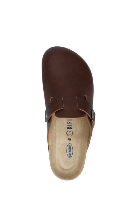 K13808SE Kifidis Soft Step Erkek Deri Sabo Mantar Terlik 41-46 Kahverengi/Brown