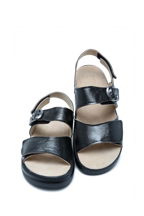 K138 Kifidis Italy Anatomik Kadın Deri Sandalet 36-41 Dubai Nero-Fn/Siyah