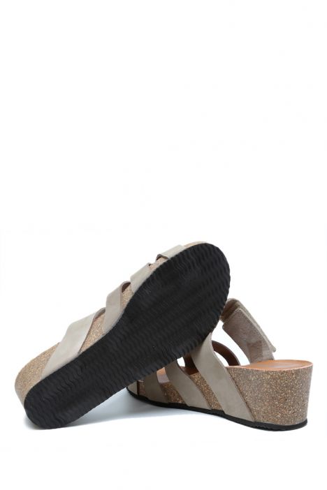 K14107 Kifidis Soft Step Kadın Dolgu Topuklu Mantar Terlik 36-41 Beige/Bej