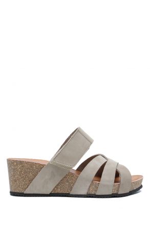 K14107 Kifidis Soft Step Kadın Dolgu Topuklu Mantar Terlik 36-41 Beige/Bej