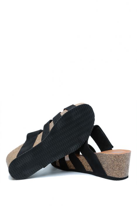 K14107 Kifidis Soft Step Kadın Dolgu Topuklu Mantar Terlik 36-41 Black/Siyah