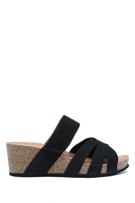 K14107 Kifidis Soft Step Kadın Dolgu Topuklu Mantar Terlik 36-41 Black/Siyah