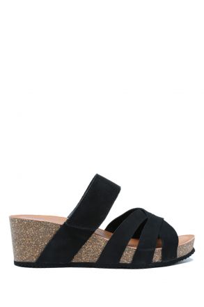 K14107 Kifidis Soft Step Kadın Dolgu Topuklu Mantar Terlik 36-41 Black/Siyah
