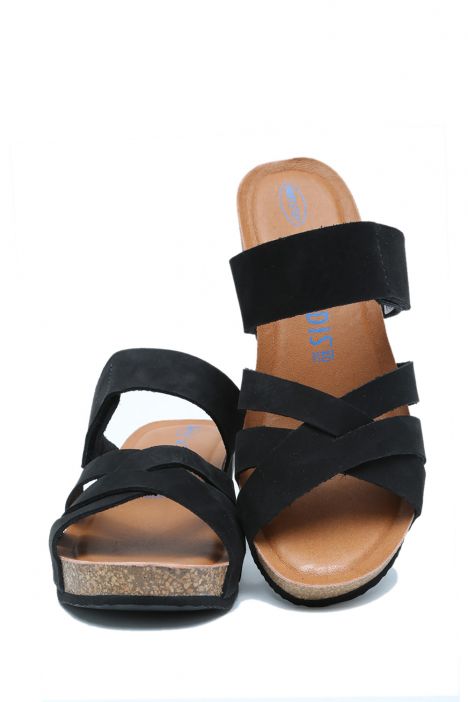 K14107 Kifidis Soft Step Kadın Dolgu Topuklu Mantar Terlik 36-41 Black/Siyah