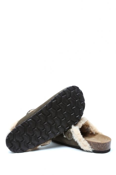 K14207-029SD Kifidis Soft Step Kadın Süet Deri Sabo Mantar Terlik 36-41 Haki/Khaki