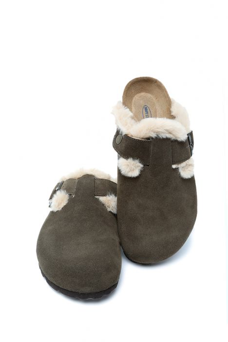 K14207-029SD Kifidis Soft Step Kadın Süet Deri Sabo Mantar Terlik 36-41 Haki/Khaki