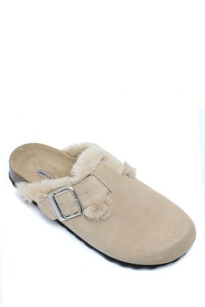K14207-029SD Kifidis Soft Step Kadın Süet Deri Sabo Mantar Terlik 36-41 Bej/Beige
