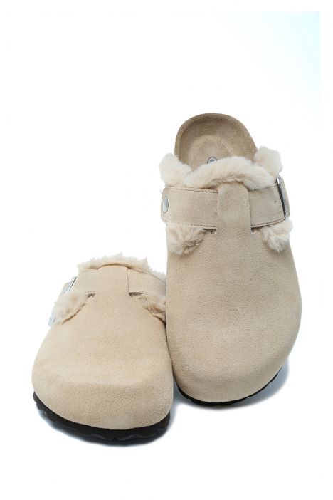 K14207-029SD Kifidis Soft Step Kadın Süet Deri Sabo Mantar Terlik 36-41 Bej/Beige