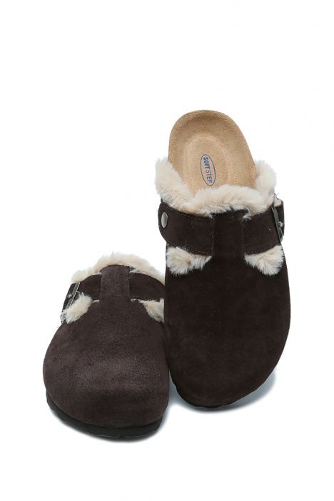 K14207-029SD Kifidis Soft Step Kadın Süet Deri Sabo Mantar Terlik 36-41 Koyu Kahve/Dark Brown