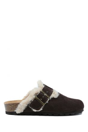 K14207-029SD Kifidis Soft Step Kadın Süet Deri Sabo Mantar Terlik 36-41 Koyu Kahve/Dark Brown