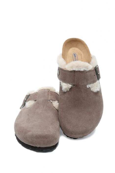 K14207-029SD Kifidis Soft Step Kadın Süet Deri Sabo Mantar Terlik 36-41 Vizon/Taupe