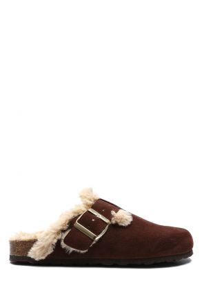 K14207SK Kifidis Soft Step Kadın Süet Deri Sabo Mantar Terlik 36-41 Kahverengi/Brown