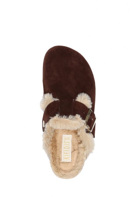 K14207SK Kifidis Soft Step Kadın Süet Deri Sabo Mantar Terlik 36-41 Kahverengi/Brown
