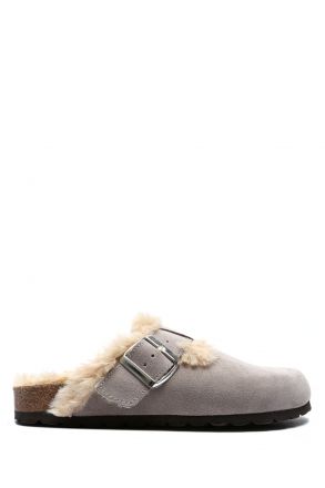 K14207SK Kifidis Soft Step Kadın Süet Deri Sabo Mantar Terlik 36-41 Gri/Gamo