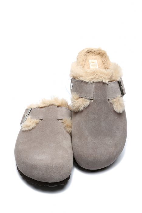 K14207SK Kifidis Soft Step Kadın Süet Deri Sabo Mantar Terlik 36-41 Gri/Gamo