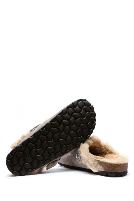 K14207SK Kifidis Soft Step Kadın Süet Deri Sabo Mantar Terlik 36-41 Gri/Gamo