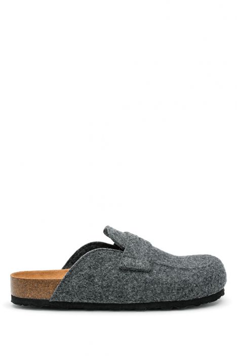 K14212F Kifidis Soft Step Erkek Keçe Sabo Mantar Terlik 40-46 Koyu Gri Keçe/Dk Grey Felt