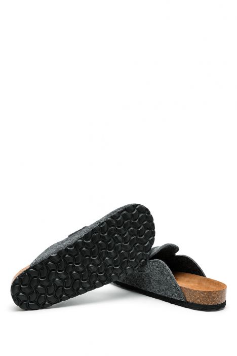 K14212F Kifidis Soft Step Erkek Keçe Sabo Mantar Terlik 40-46 Koyu Gri Keçe/Dk Grey Felt