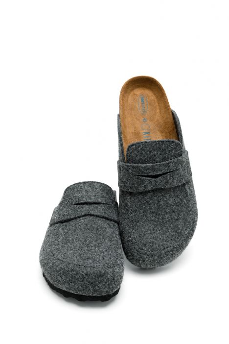 K14212F Kifidis Soft Step Erkek Keçe Sabo Mantar Terlik 40-46 Koyu Gri Keçe/Dk Grey Felt