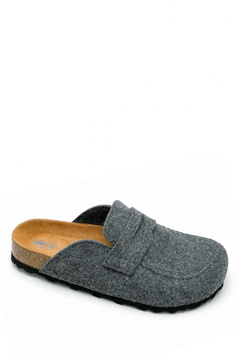 K14212F Kifidis Soft Step Erkek Keçe Sabo Mantar Terlik 40-46 Koyu Gri Keçe/Dk Grey Felt