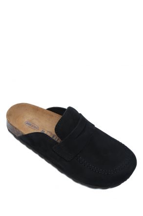 K14212SD Kifidis Soft Step Unisex Süet Deri Sabo Mantar Terlik 36-46 Siyah/Black