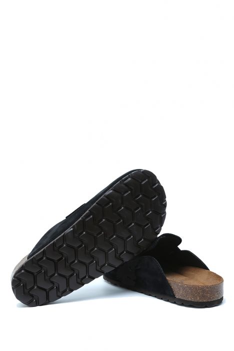 K14212SD Kifidis Soft Step Unisex Süet Deri Sabo Mantar Terlik 36-46 Siyah/Black