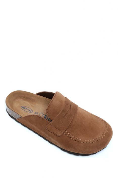 K14212SD Kifidis Soft Step Unisex Süet Deri Sabo Mantar Terlik 36-46 Kahverengi/Brown