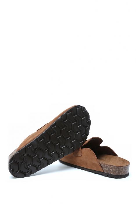 K14212SD Kifidis Soft Step Unisex Süet Deri Sabo Mantar Terlik 36-46 Kahverengi/Brown